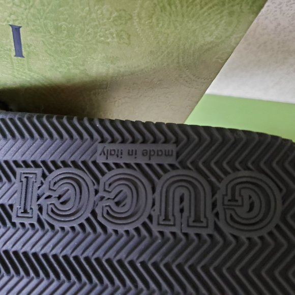 NIB Gucci Agrado web double strap rubber slides sandals G 11/ US 12 - Picture 4 of 5